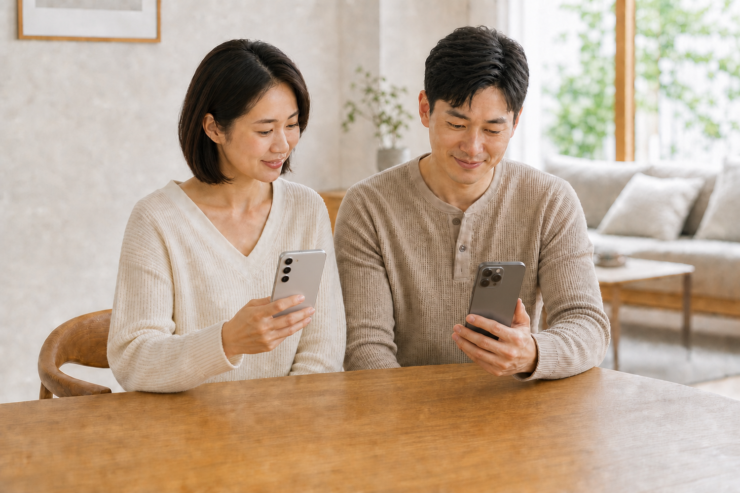 각자의 스마트폰으로 유셀첵 자가진단 결과를 확인하는 고객들